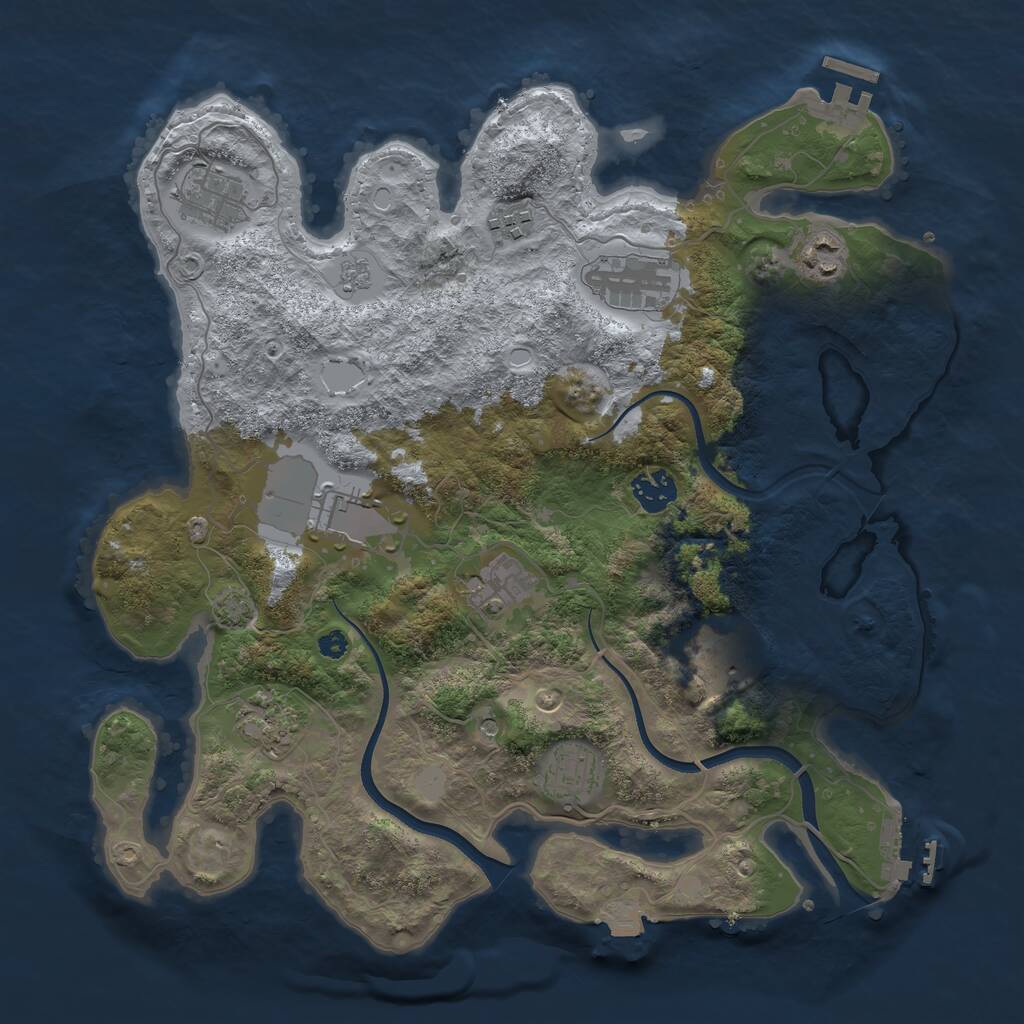 Rust Map: Procedural Map, Size: 3600, Seed: 1197514, 16 Monuments