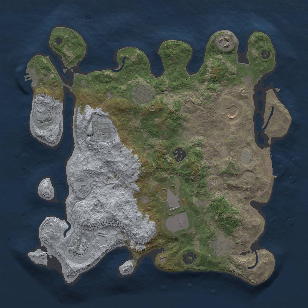 Rust Map: Procedural Map, Size: 3500, Seed: 36897069, 17 Monuments
