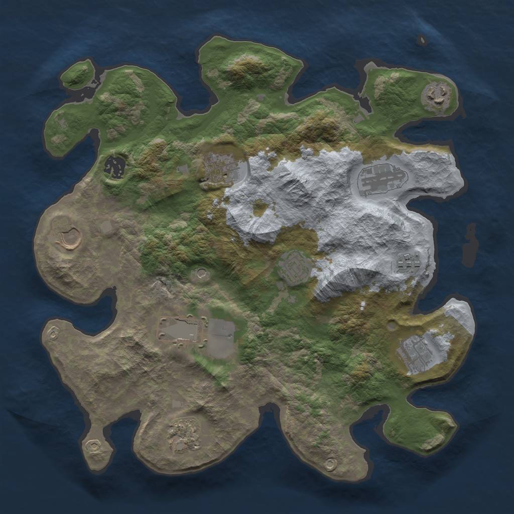 Rust Map: Barren, Size: 3500, Seed: 905667599, 13 Monuments