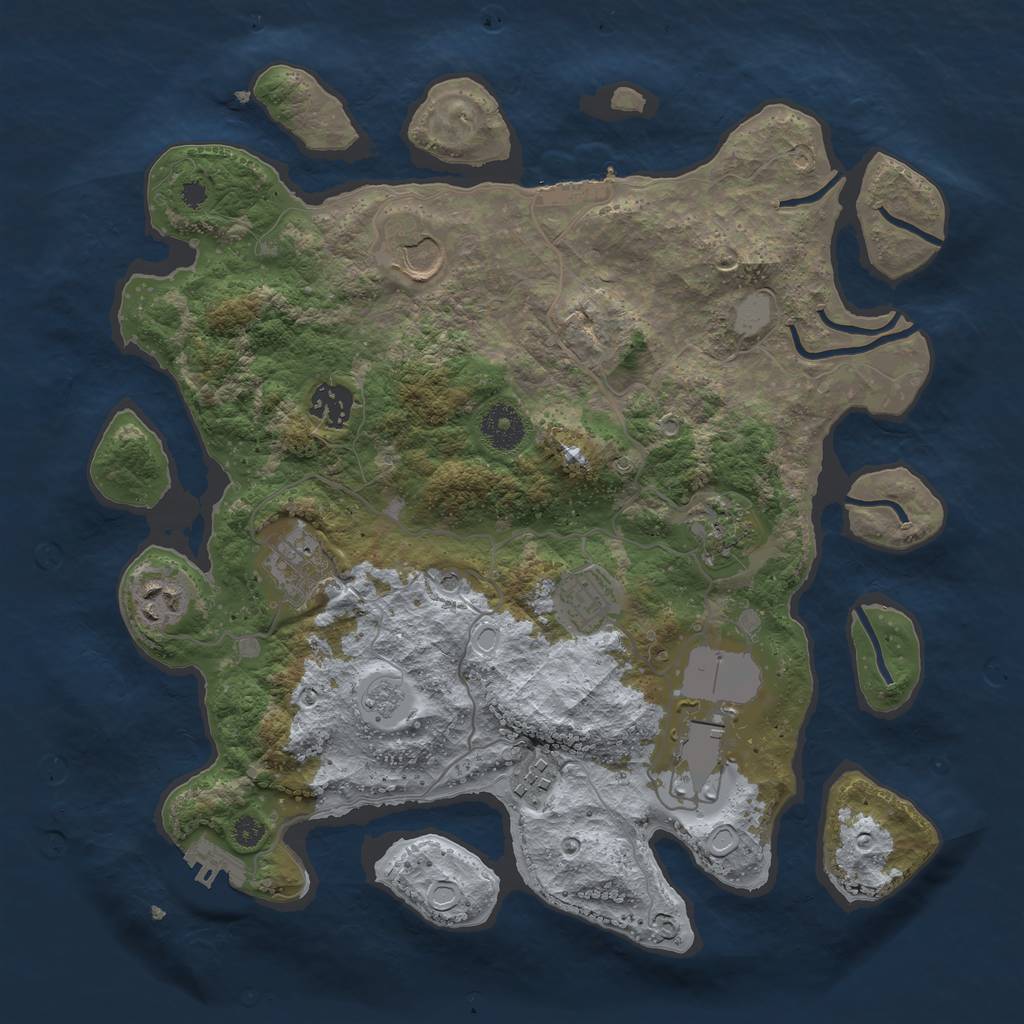 Rust Map: Procedural Map, Size: 3500, Seed: 21396550, 17 Monuments