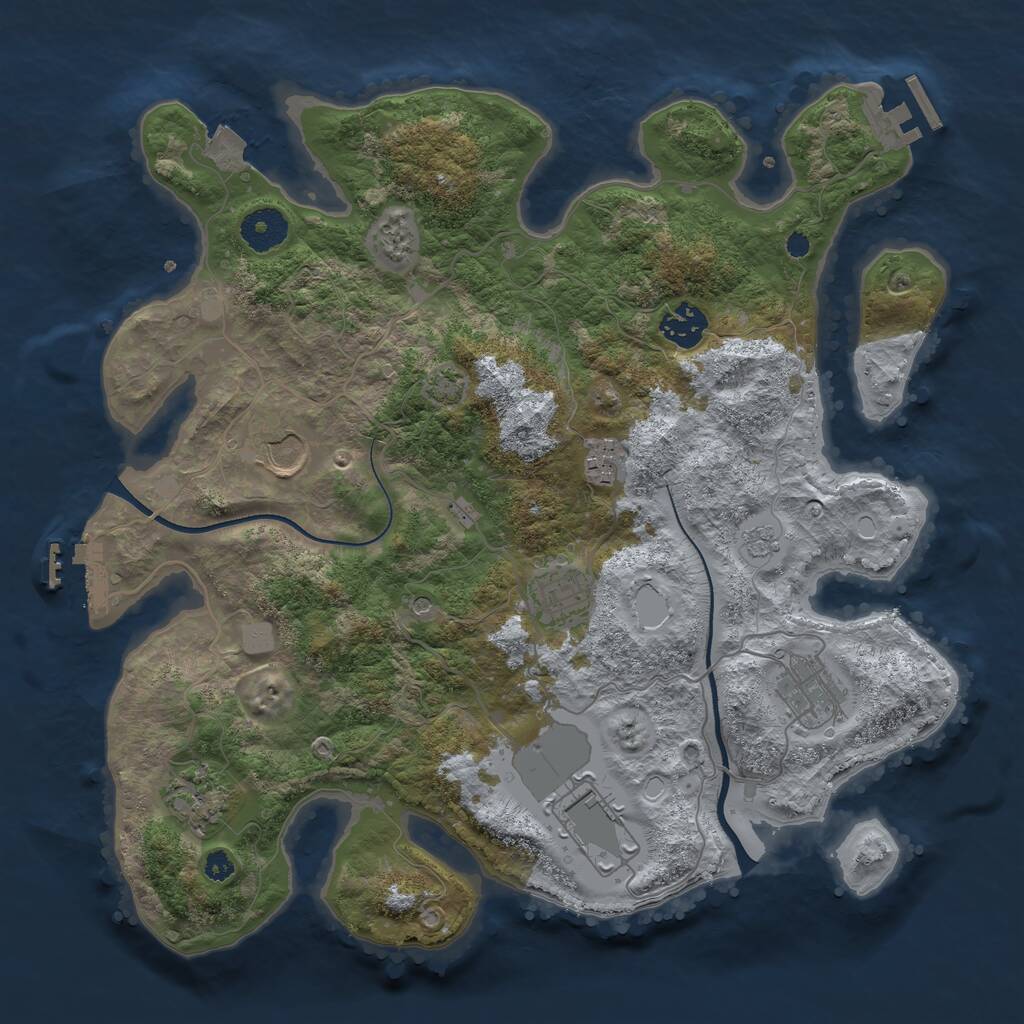 Rust Map: Procedural Map, Size: 3500, Seed: 83359960, 13 Monuments