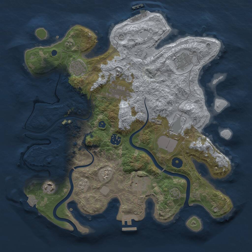 Rust Map: Procedural Map, Size: 3500, Seed: 938852720, 14 Monuments