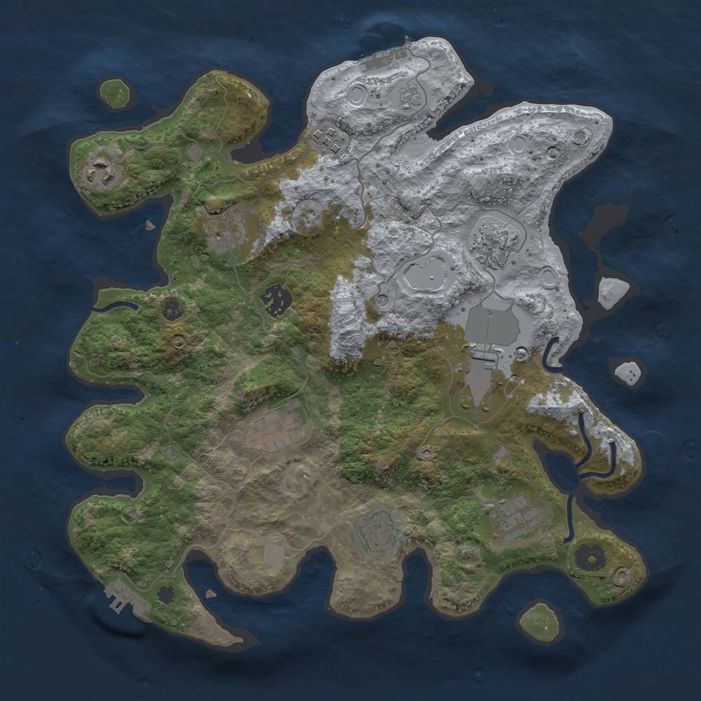 Rust Map: Procedural Map, Size: 3500, Seed: 938852720, 18 Monuments