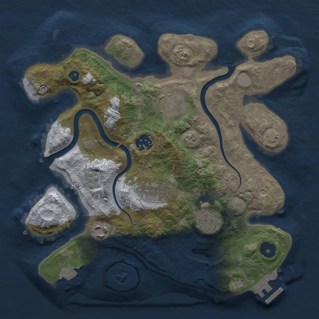 Rust Map: Procedural Map, Size: 3000, Seed: 41864, 10 Monuments