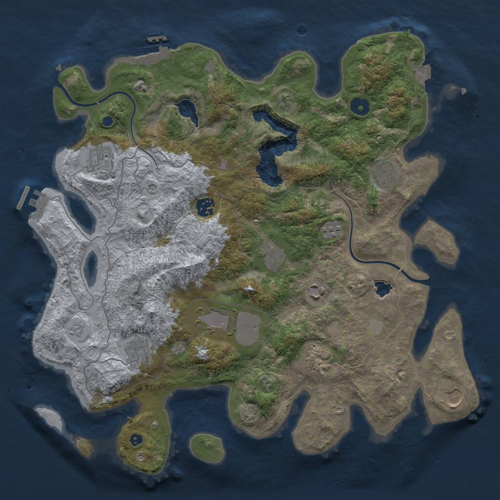 Rust Map: Procedural Map, Size: 4000, Seed: 101713845, 16 Monuments