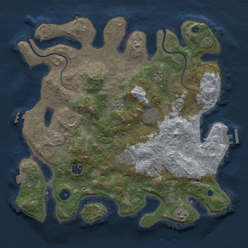 Rust Map: Procedural Map, Size: 3500, Seed: 53053998, 13 Monuments