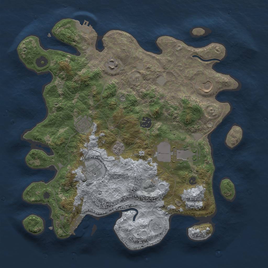 Rust Map: Procedural Map, Size: 3500, Seed: 99639843, 16 Monuments