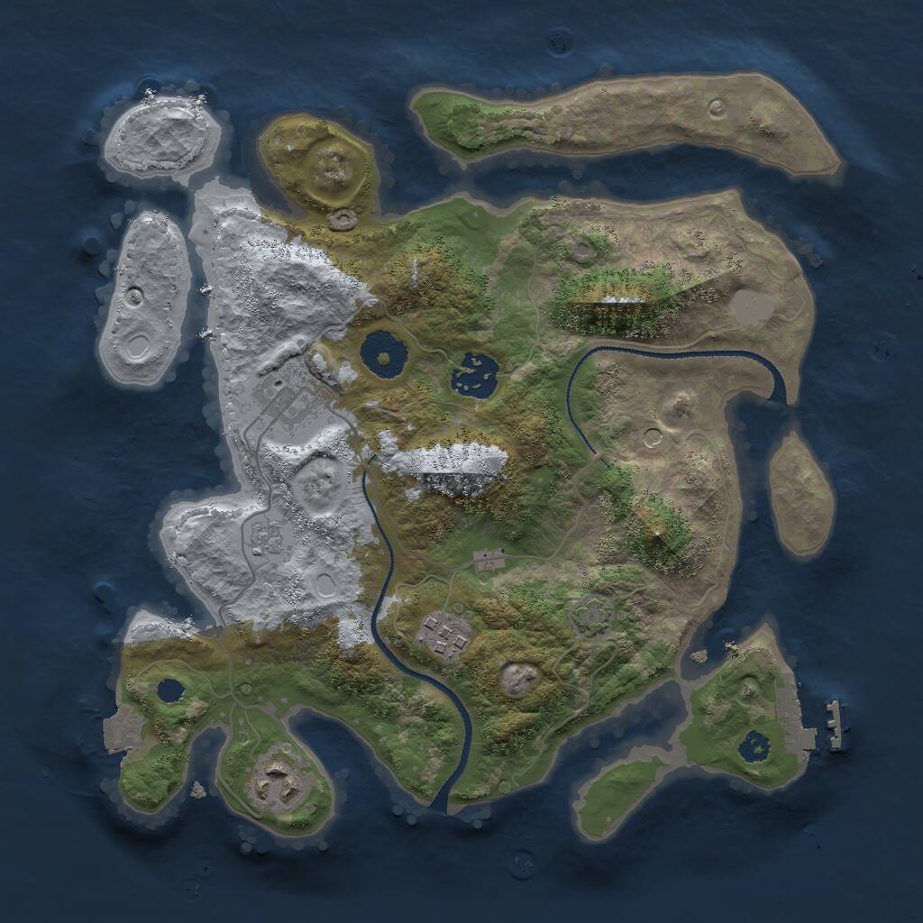 Rust Map: Procedural Map, Size: 3000, Seed: 12168, 9 Monuments