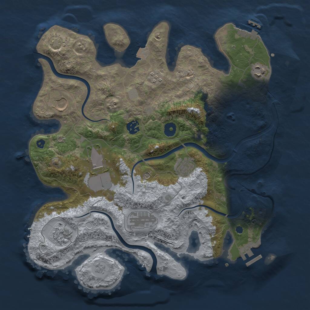 Rust Map: Procedural Map, Size: 3500, Seed: 14288565, 14 Monuments