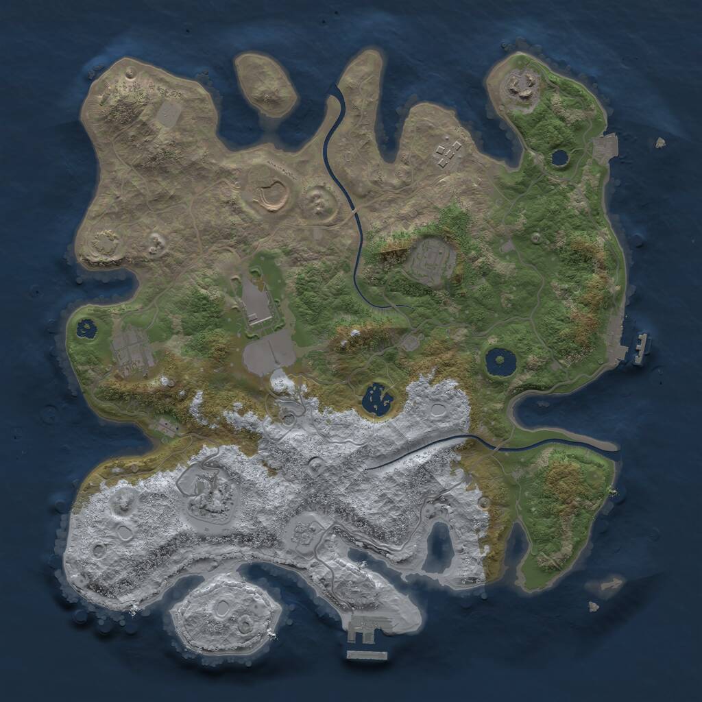 Rust Map: Procedural Map, Size: 3500, Seed: 14288565, 14 Monuments