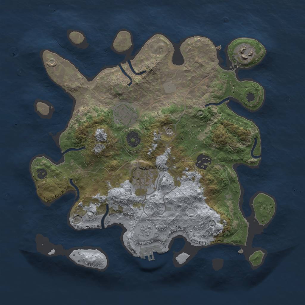 Rust Map: Procedural Map, Size: 3000, Seed: 14652, 12 Monuments