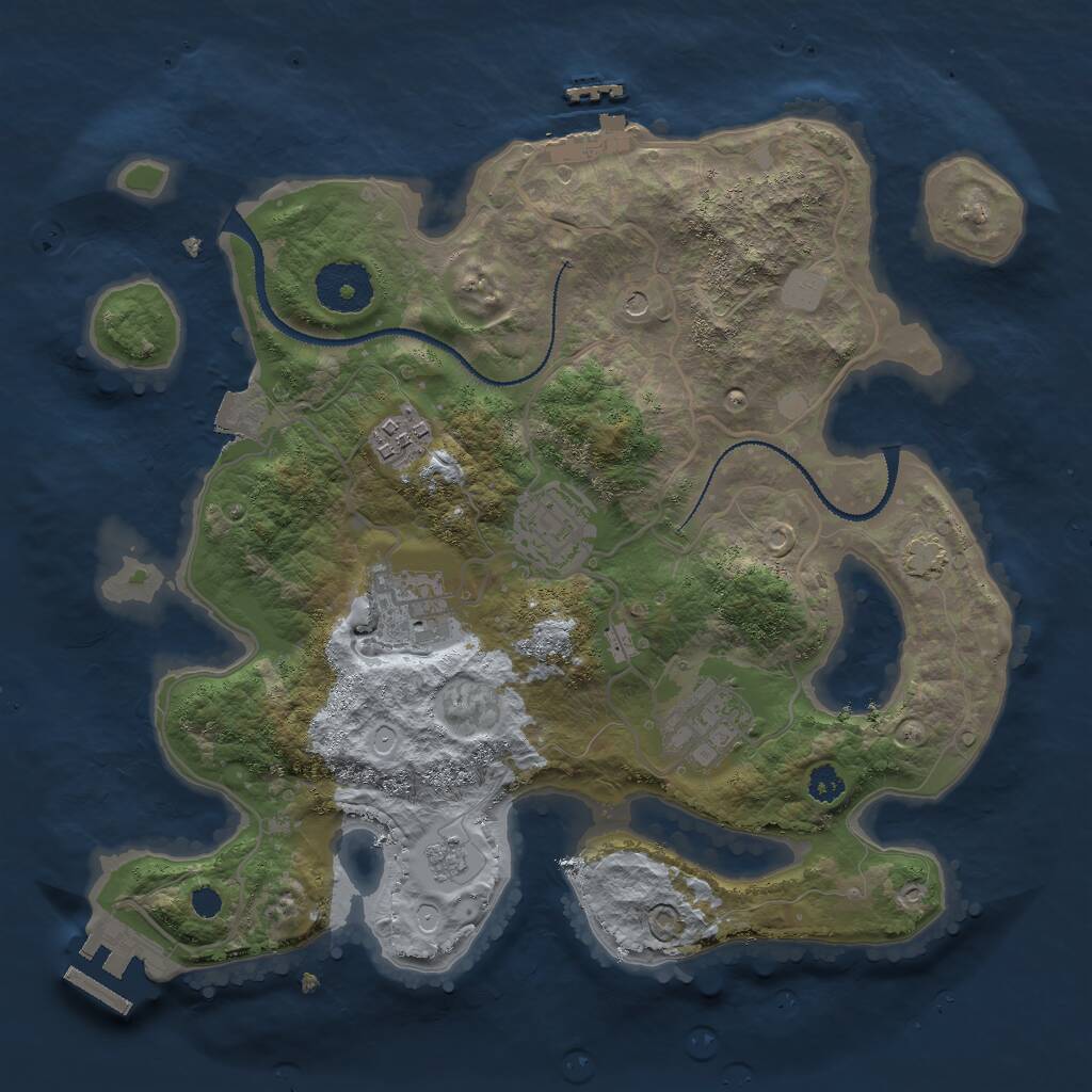 Rust Map: Procedural Map, Size: 3000, Seed: 19721, 10 Monuments