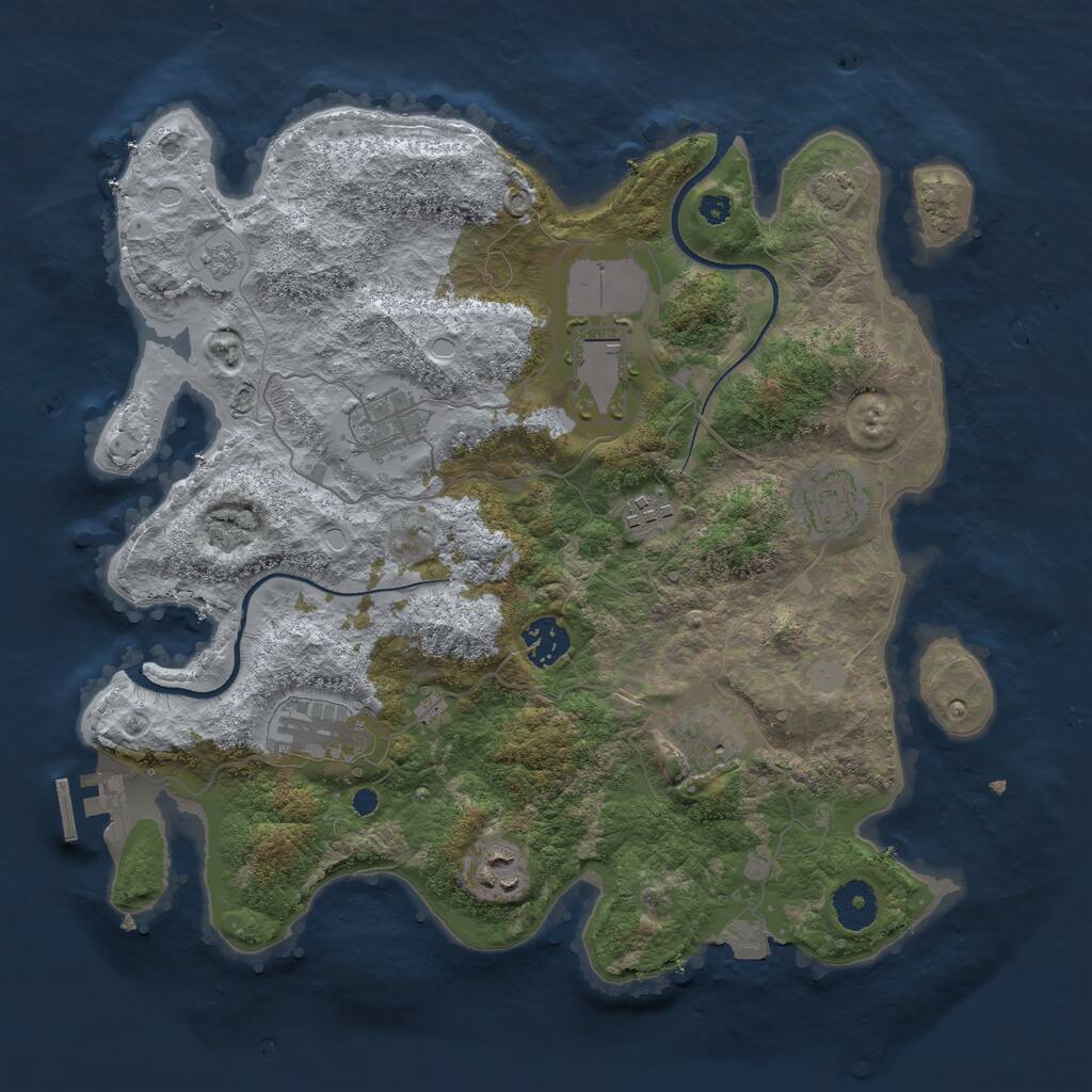 Rust Map: Procedural Map, Size: 3500, Seed: 54121745, 12 Monuments