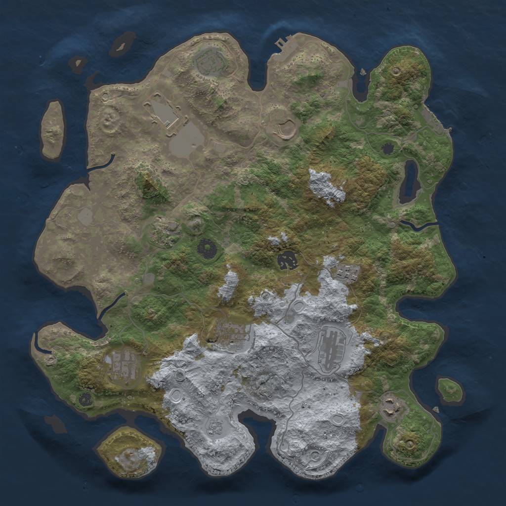 Rust Map: Procedural Map, Size: 3800, Seed: 1712645803, 19 Monuments