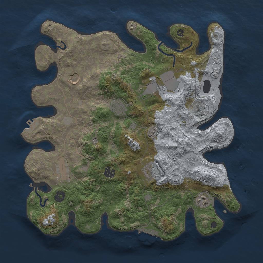 Rust Map: Procedural Map, Size: 3500, Seed: 77607014, 17 Monuments