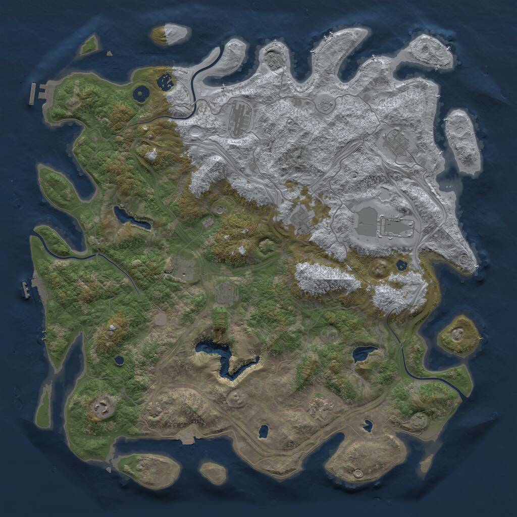 Rust Map: Procedural Map, Size: 4800, Seed: 15645254, 16 Monuments