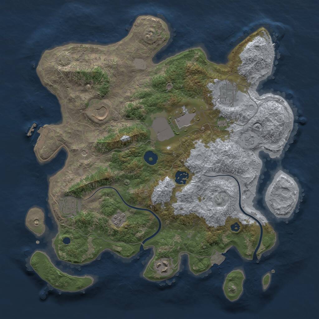 Rust Map: Procedural Map, Size: 3500, Seed: 45372964, 12 Monuments