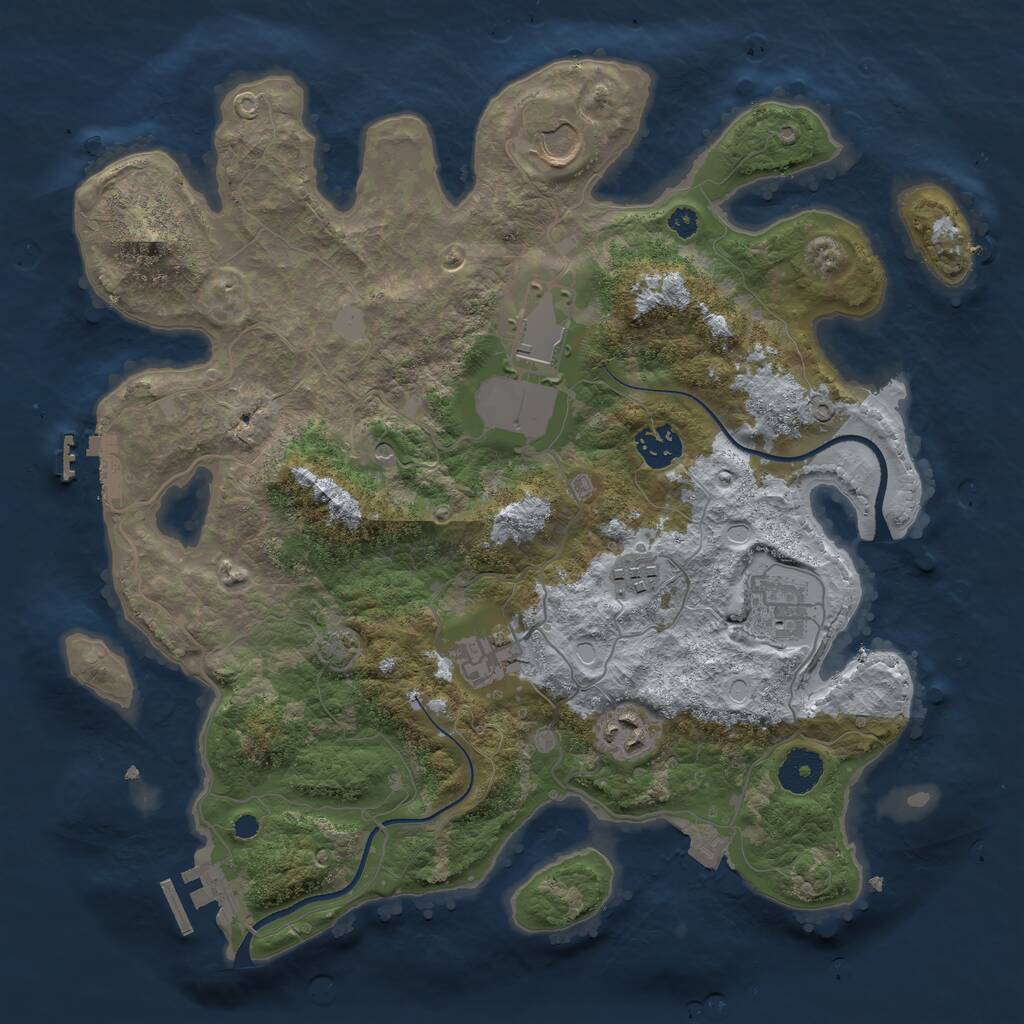 Rust Map: Procedural Map, Size: 3500, Seed: 64588889, 12 Monuments