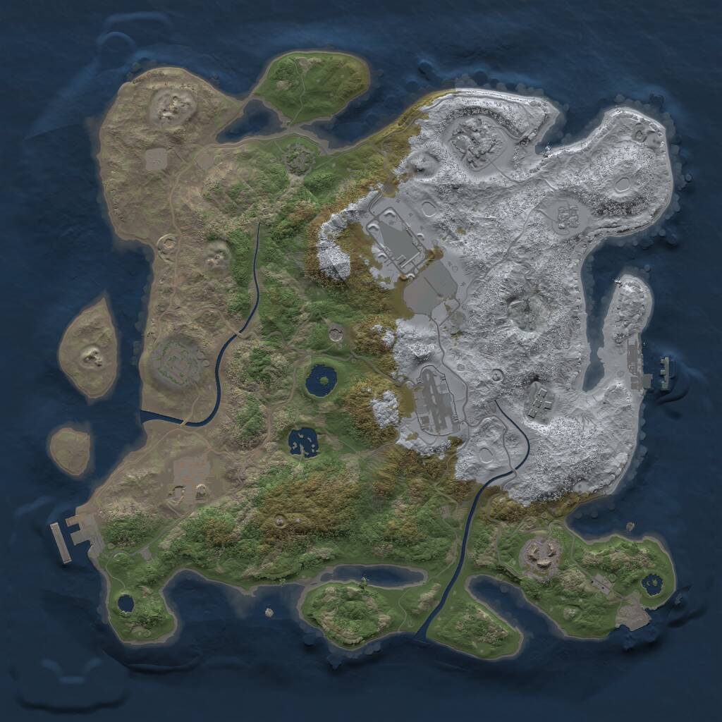 Rust Map: Procedural Map, Size: 3500, Seed: 14539799, 14 Monuments