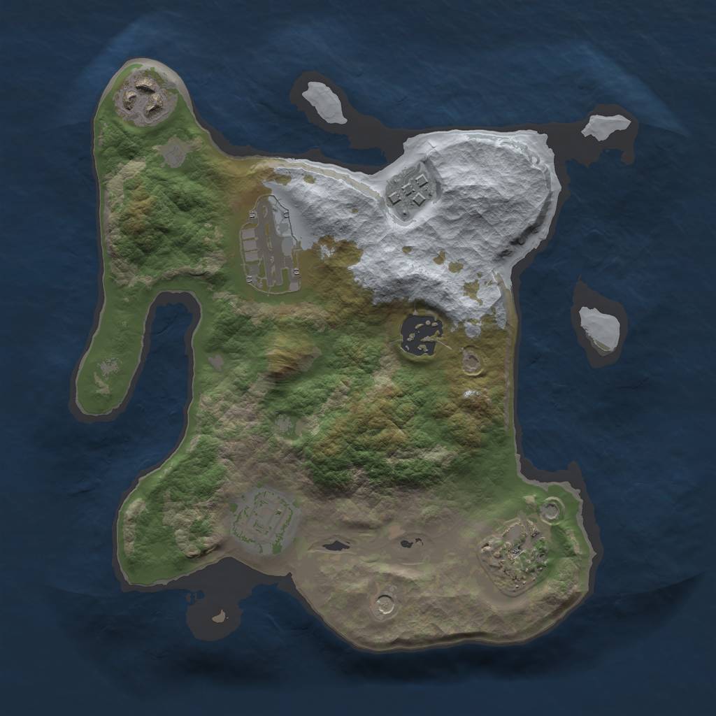Rust Map: Barren, Size: 2500, Seed: 94102451, 9 Monuments