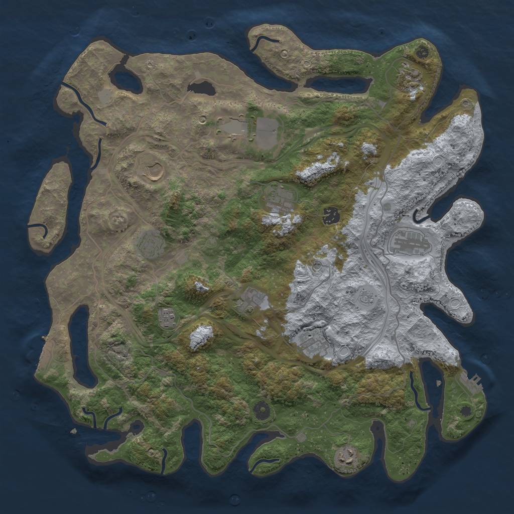 Rust Map: Procedural Map, Size: 4300, Seed: 1608138836, 20 Monuments