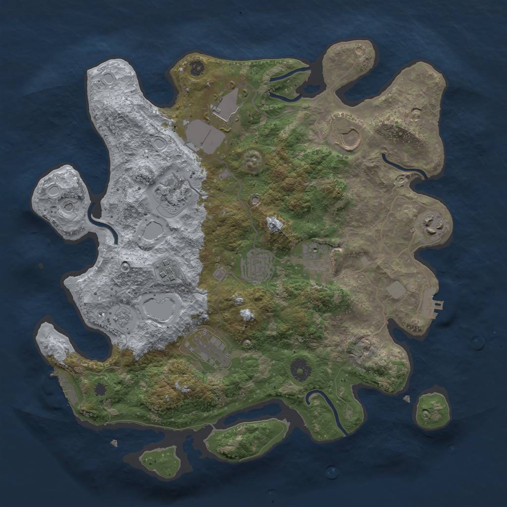 Rust Map: Procedural Map, Size: 3500, Seed: 1595302433, 17 Monuments