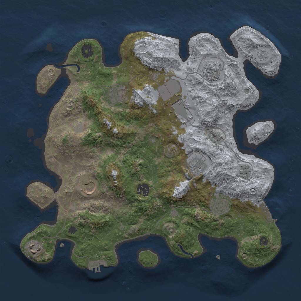 Rust Map: Procedural Map, Size: 3500, Seed: 198273, 17 Monuments