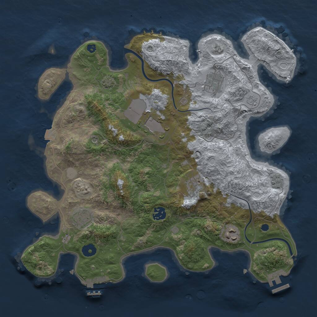 Rust Map: Procedural Map, Size: 3500, Seed: 198273, 13 Monuments