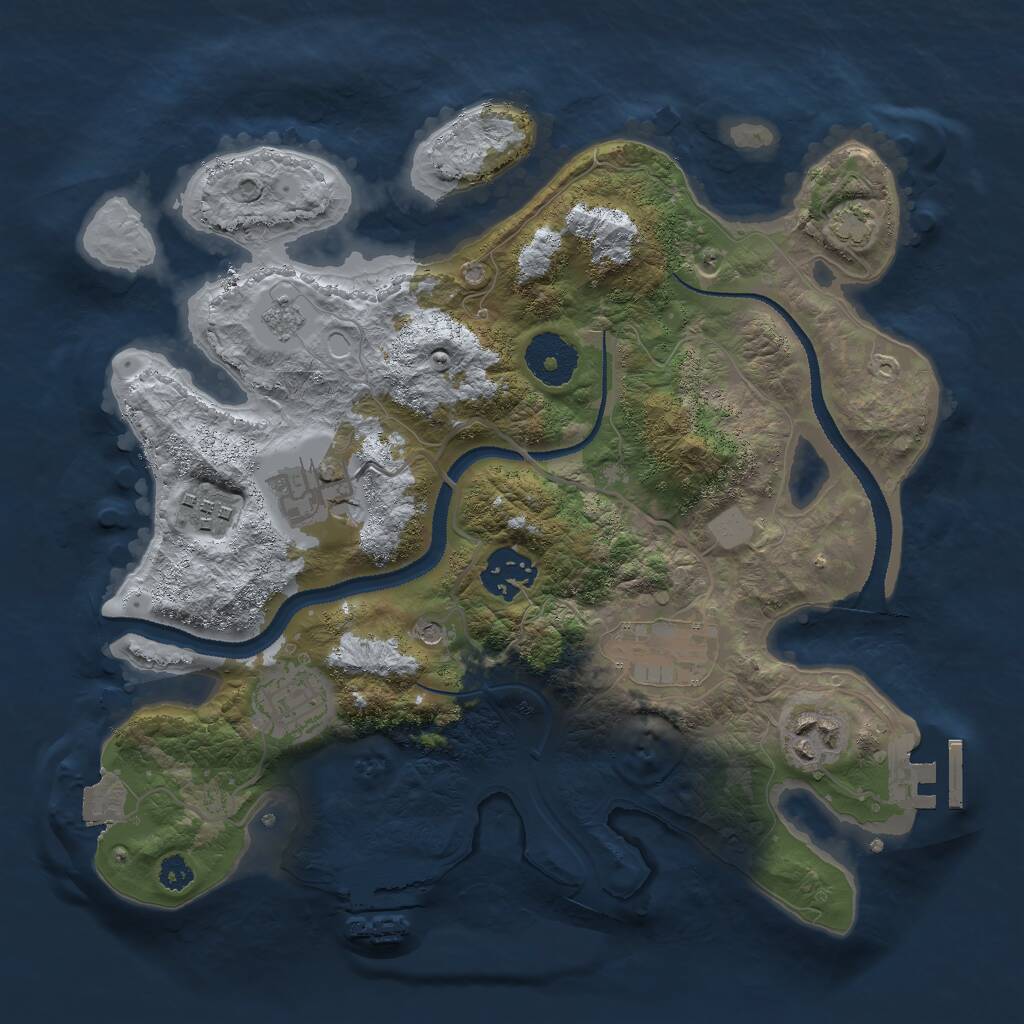 Rust Map: Procedural Map, Size: 3000, Seed: 23739, 12 Monuments