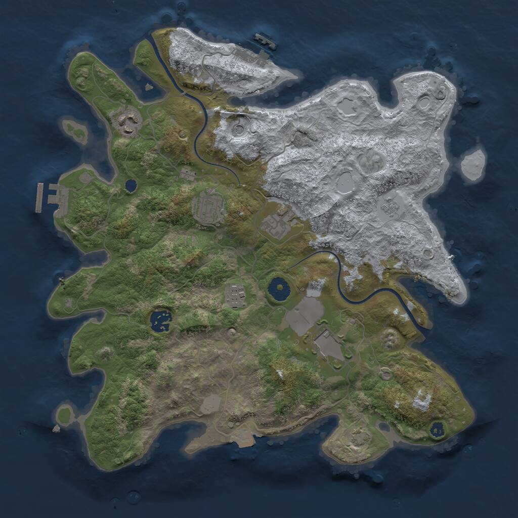 Rust Map: Procedural Map, Size: 3500, Seed: 9946788, 12 Monuments