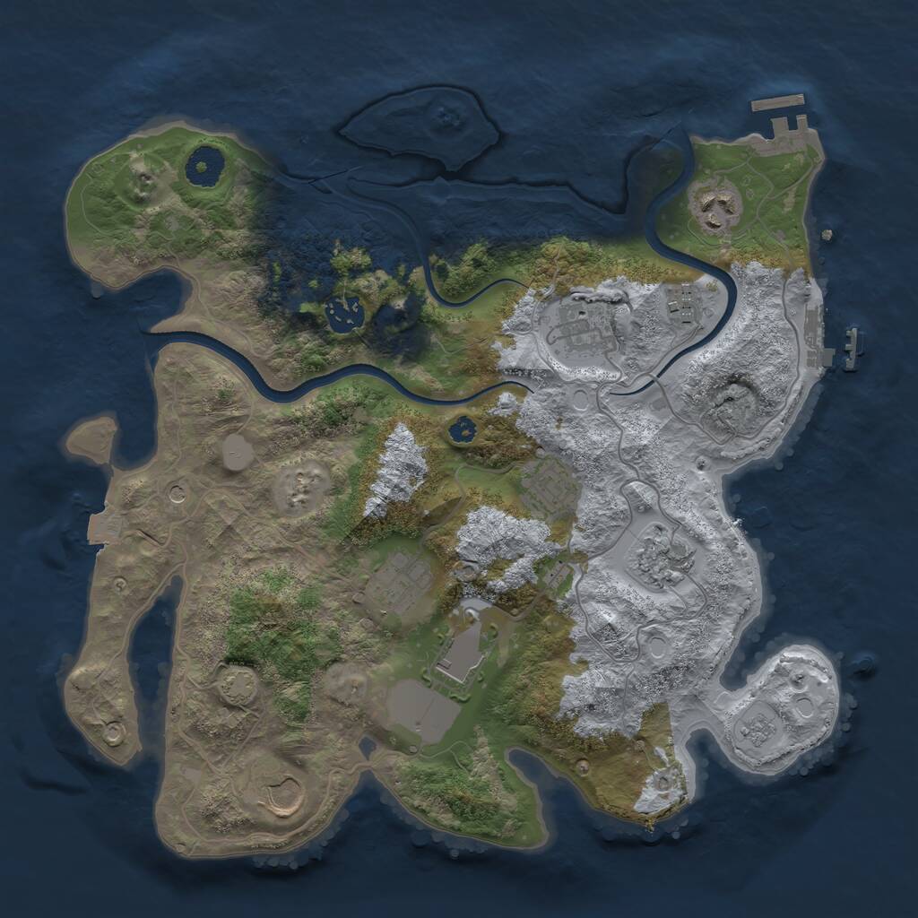 Rust Map: Procedural Map, Size: 3500, Seed: 1916752242, 15 Monuments