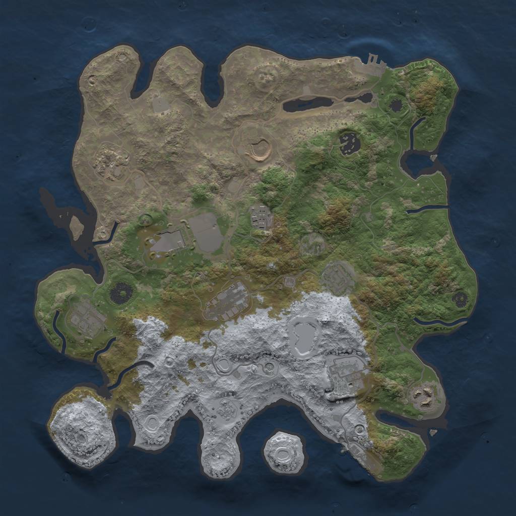 Rust Map: Procedural Map, Size: 3500, Seed: 996323308, 19 Monuments