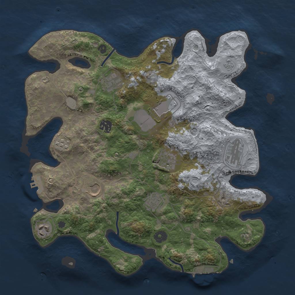Rust Map: Procedural Map, Size: 3500, Seed: 64908340, 18 Monuments