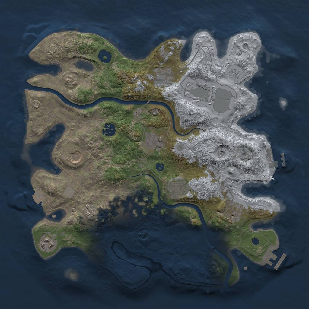 Rust Map: Procedural Map, Size: 3500, Seed: 64908340, 16 Monuments
