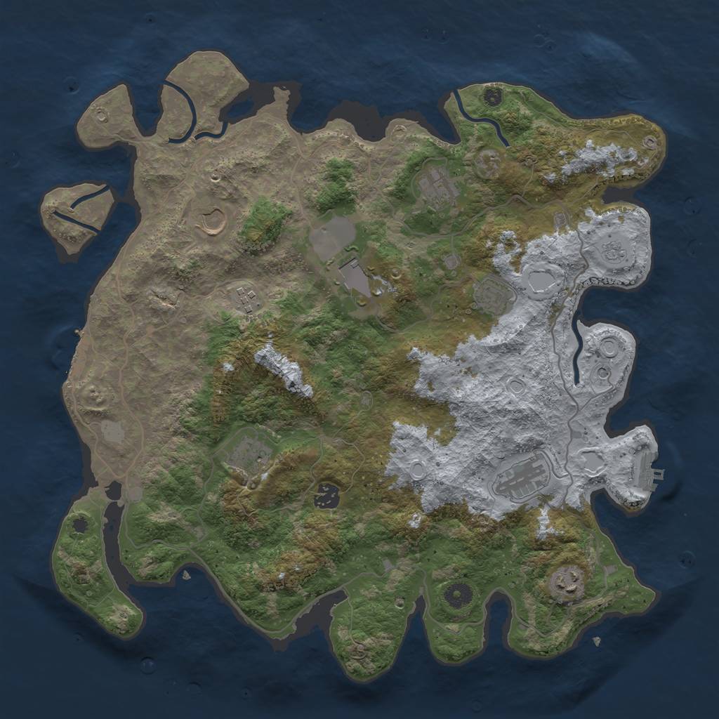 Rust Map: Procedural Map, Size: 4100, Seed: 227187533, 18 Monuments