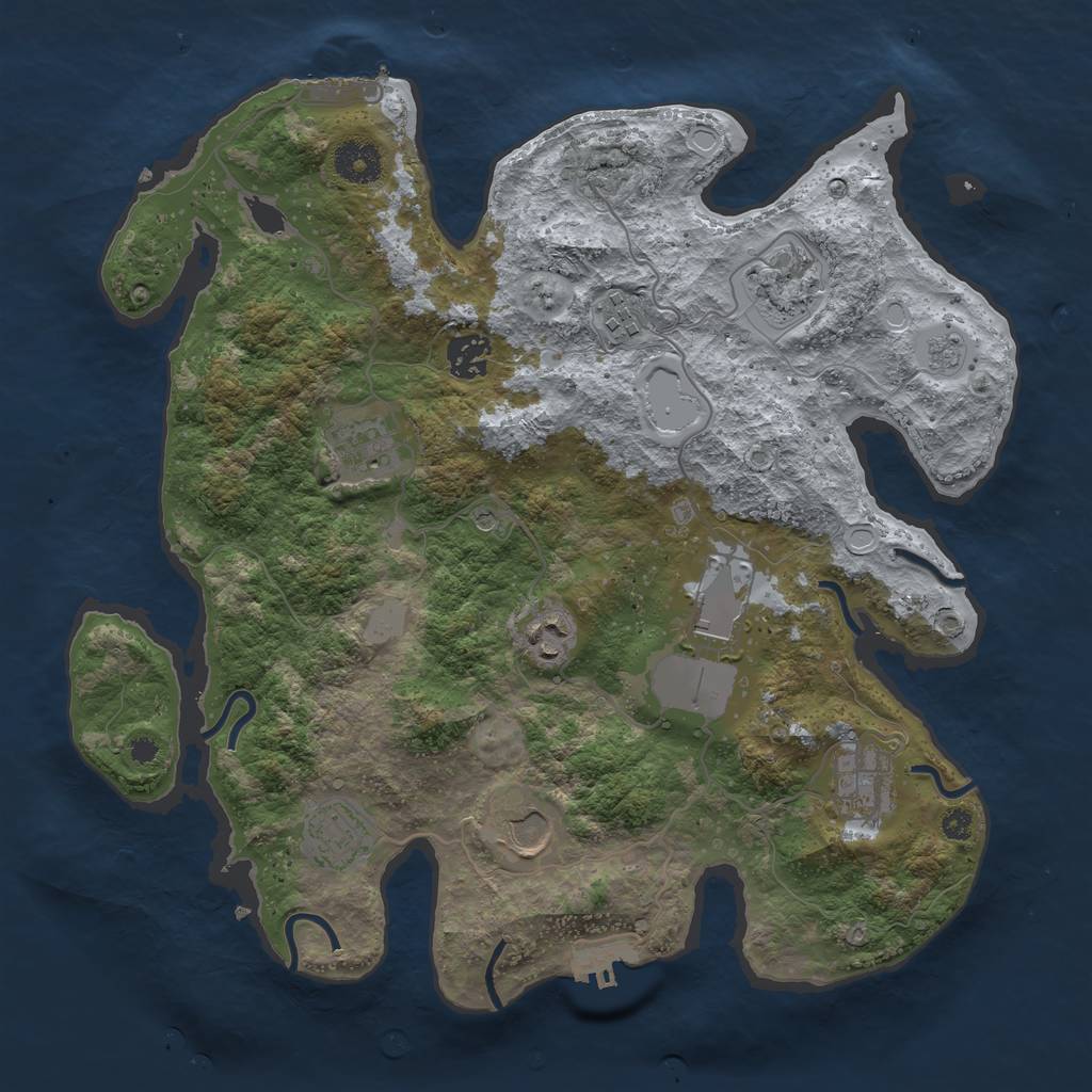 Rust Map: Procedural Map, Size: 3553, Seed: 7177, 18 Monuments