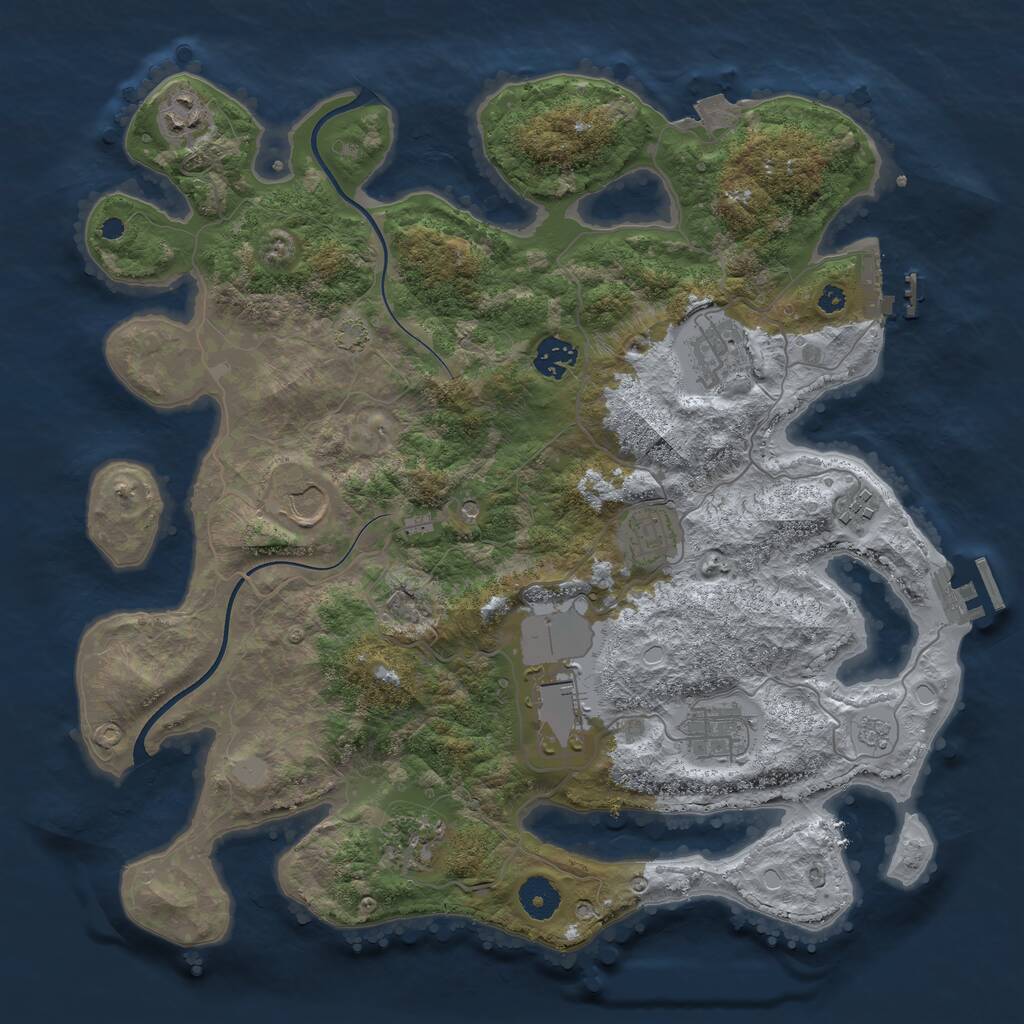 Rust Map: Procedural Map, Size: 3750, Seed: 246699157, 15 Monuments