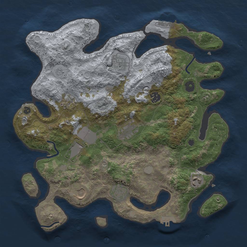 Rust Map: Procedural Map, Size: 3500, Seed: 300128663, 17 Monuments