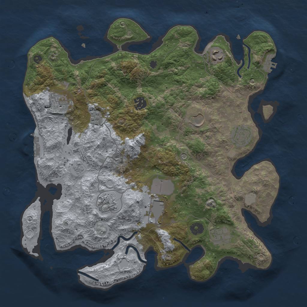Rust Map: Procedural Map, Size: 3550, Seed: 50598634, 18 Monuments