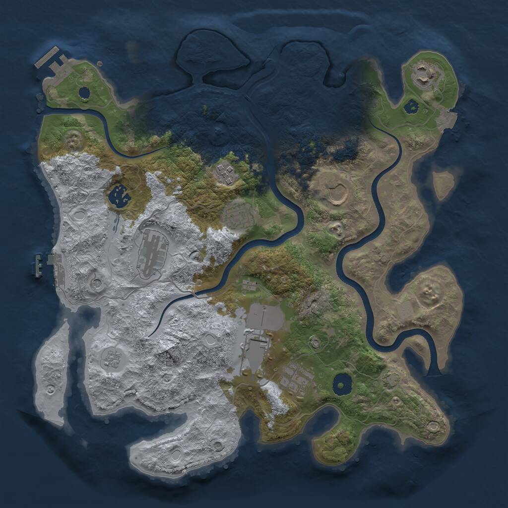 Rust Map: Procedural Map, Size: 3550, Seed: 50598634, 14 Monuments
