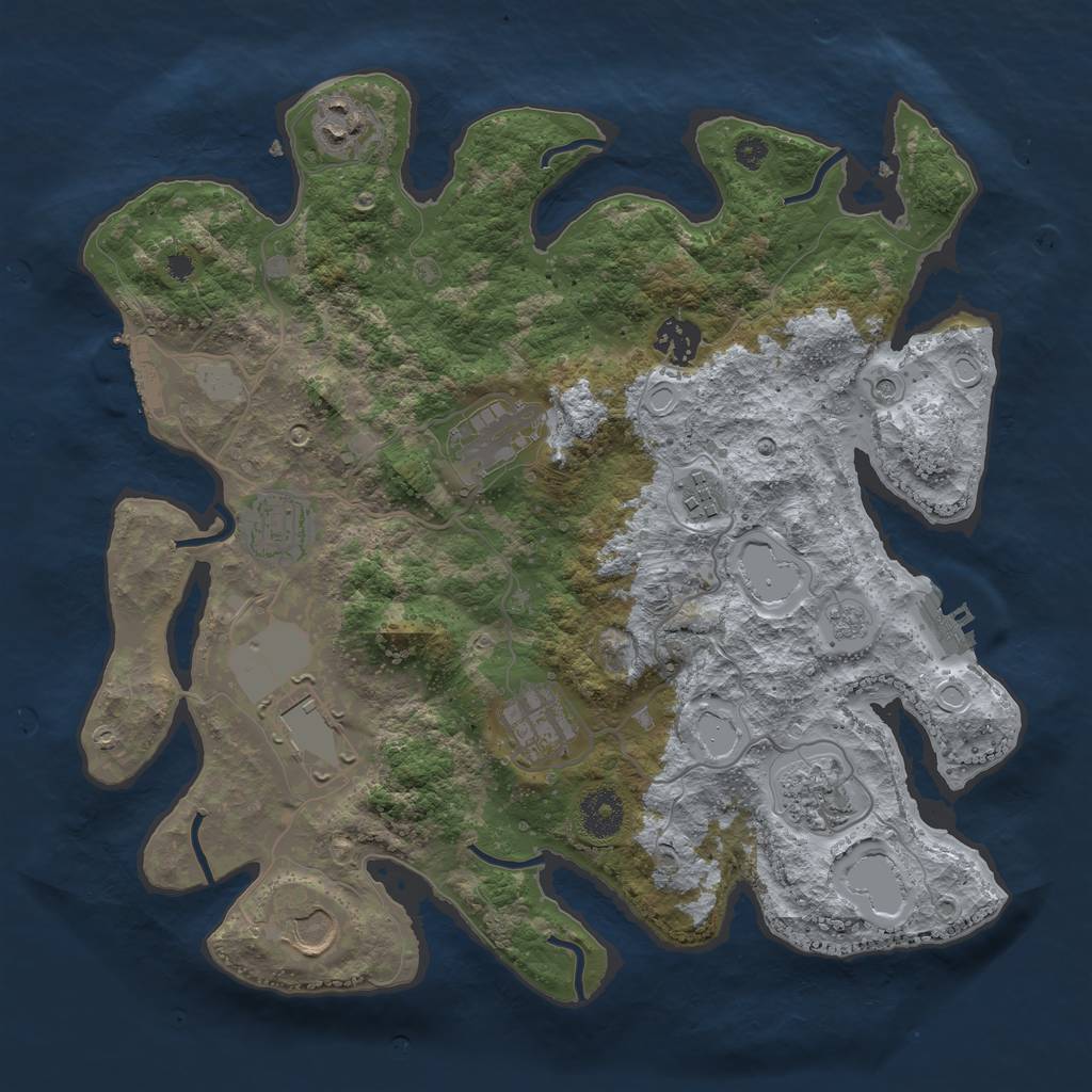 Rust Map: Procedural Map, Size: 3500, Seed: 157768705, 18 Monuments