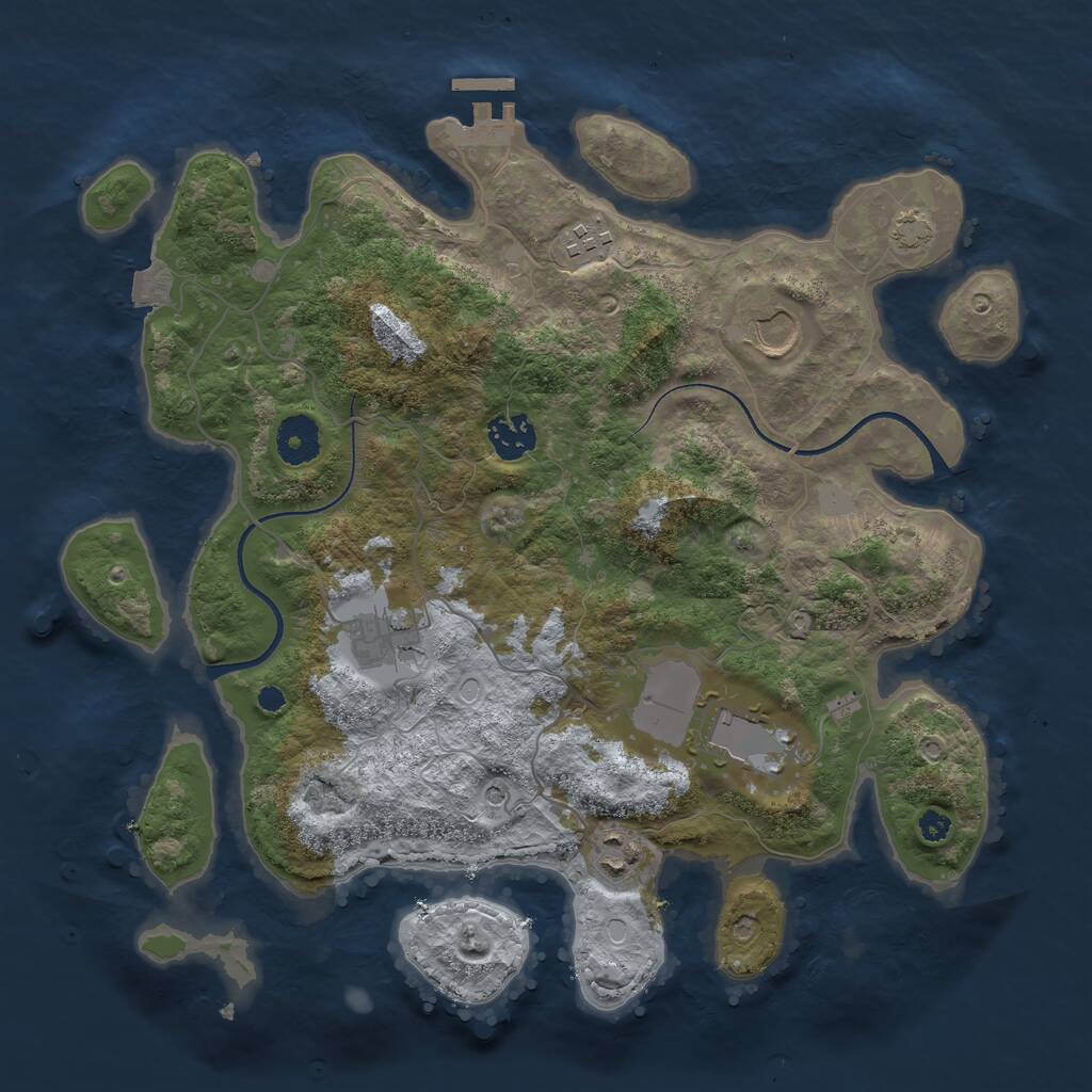 Rust Map: Procedural Map, Size: 3500, Seed: 1265454290, 10 Monuments