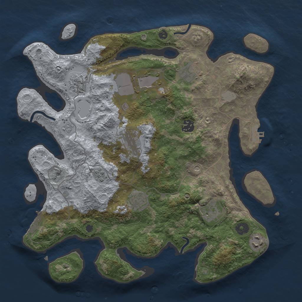 Rust Map: Procedural Map, Size: 3500, Seed: 1898588907, 18 Monuments