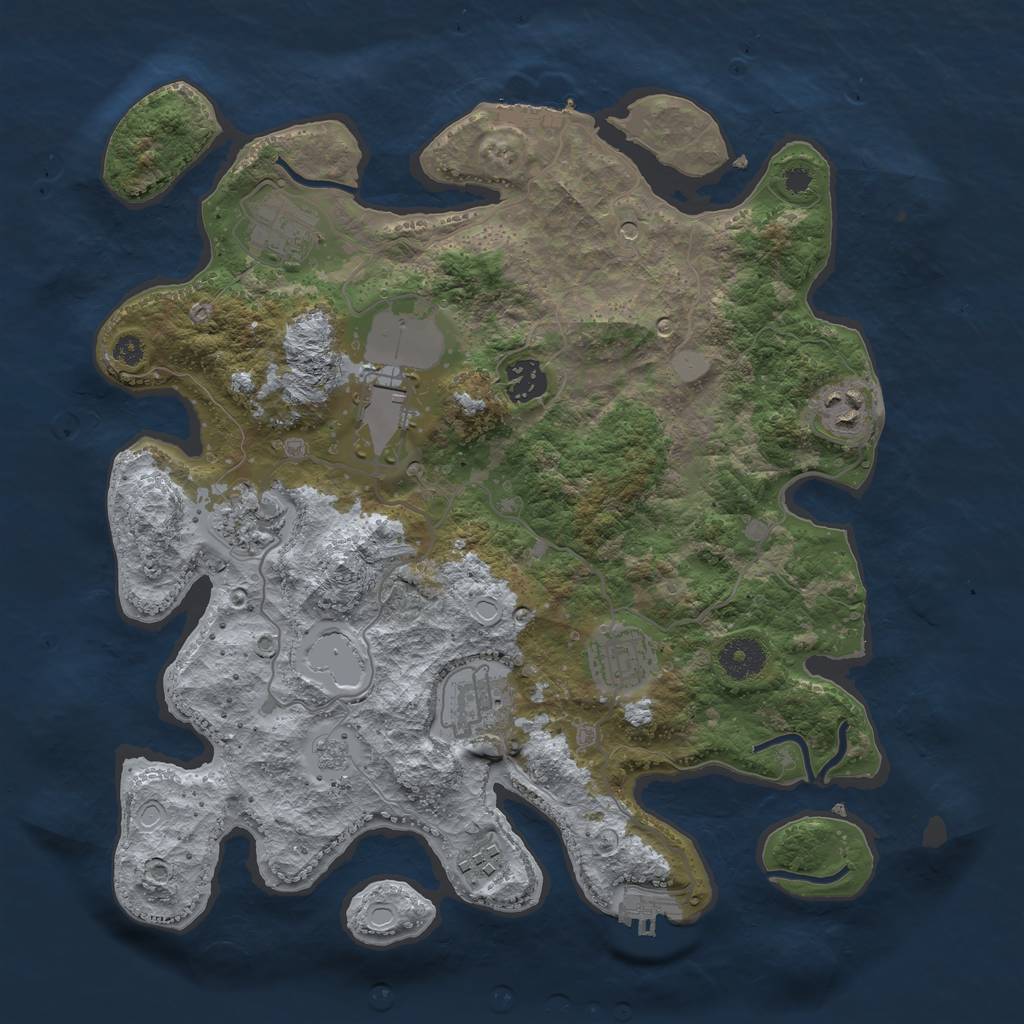 Rust Map: Procedural Map, Size: 3550, Seed: 43407769, 17 Monuments