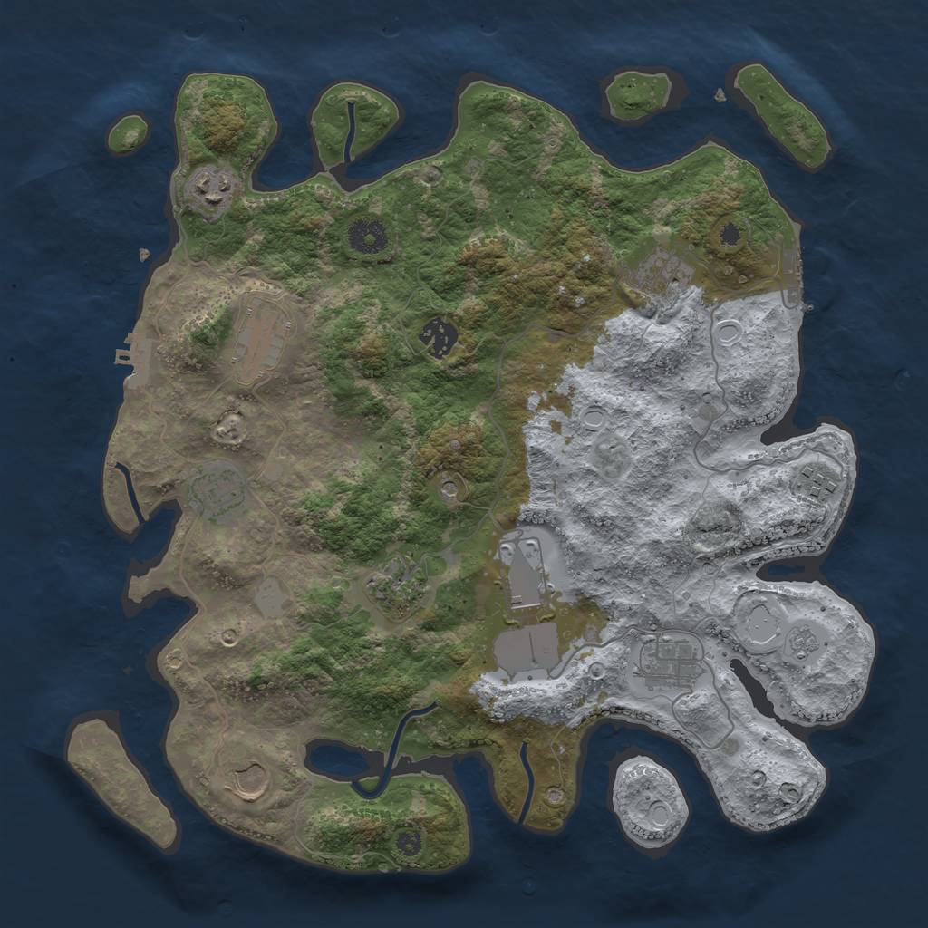 Rust Map: Procedural Map, Size: 3700, Seed: 849811525, 19 Monuments