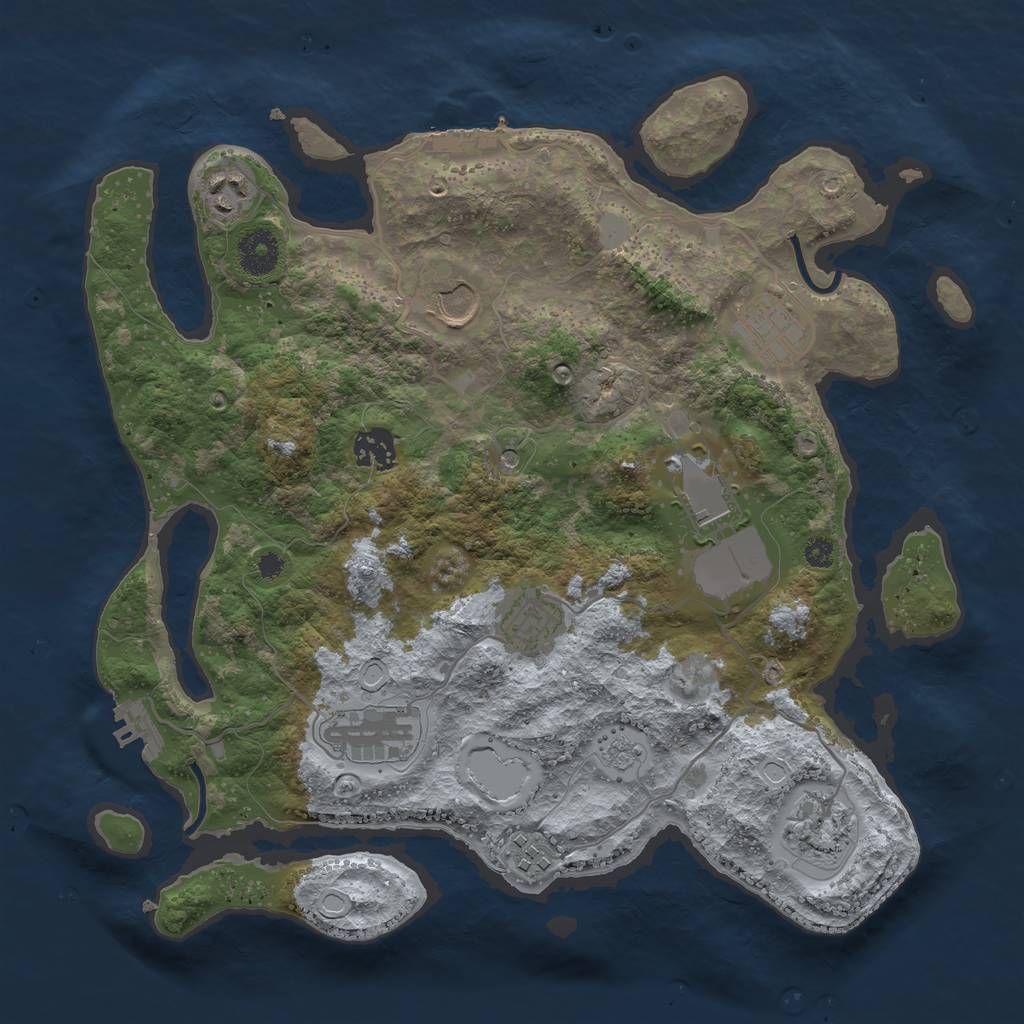 Rust Map: Procedural Map, Size: 3500, Seed: 664012491, 18 Monuments