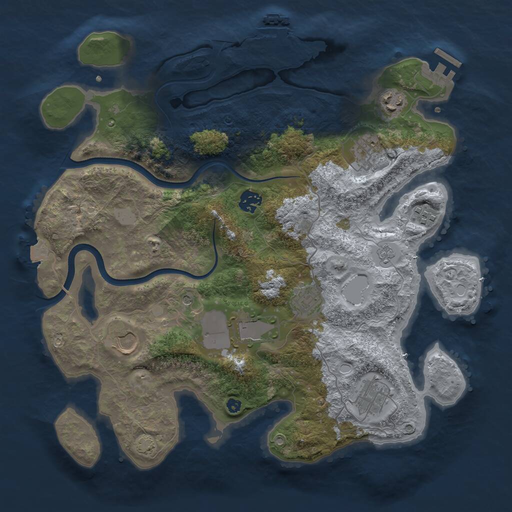 Rust Map: Procedural Map, Size: 3500, Seed: 18112200, 14 Monuments