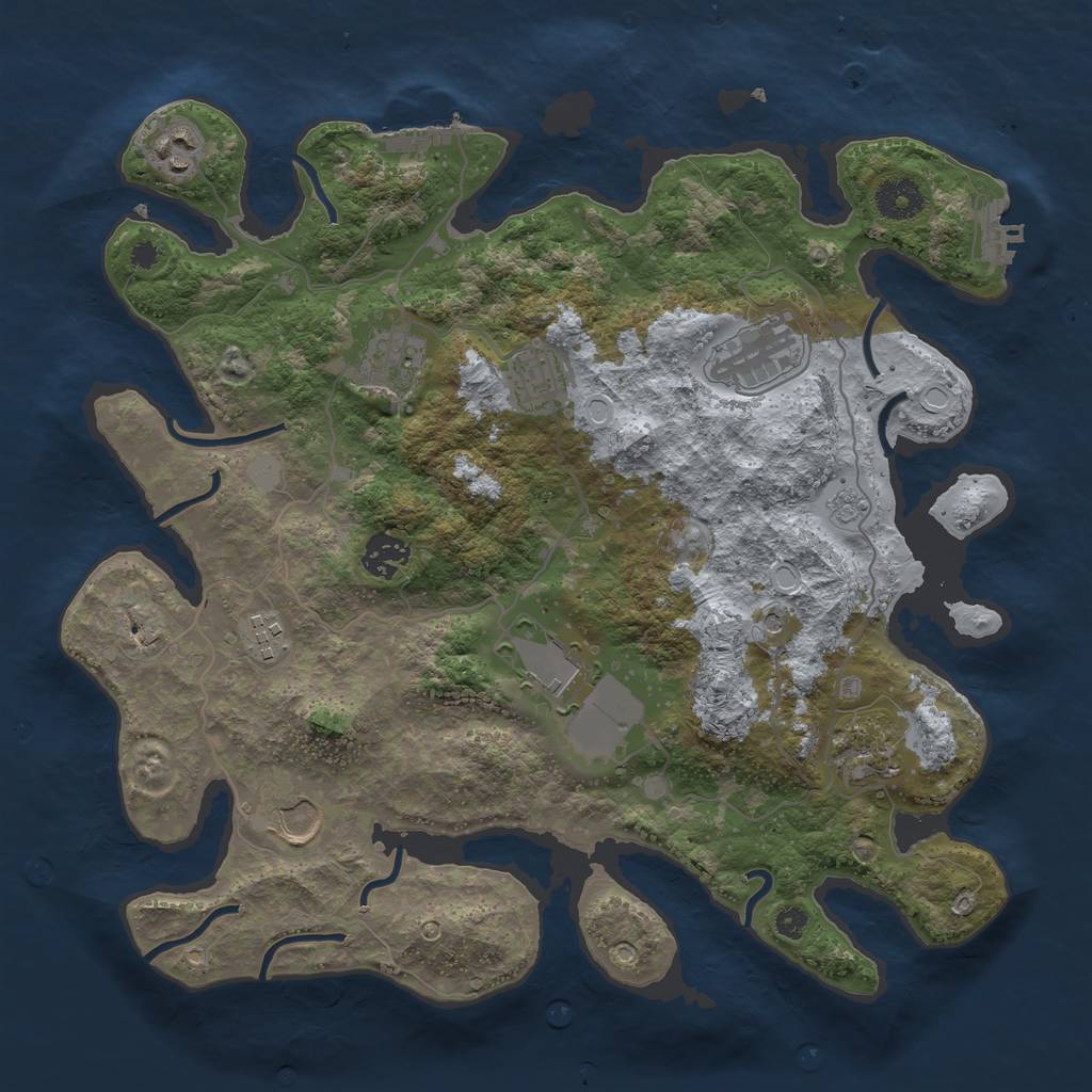 Rust Map: Procedural Map, Size: 3600, Seed: 1312, 18 Monuments