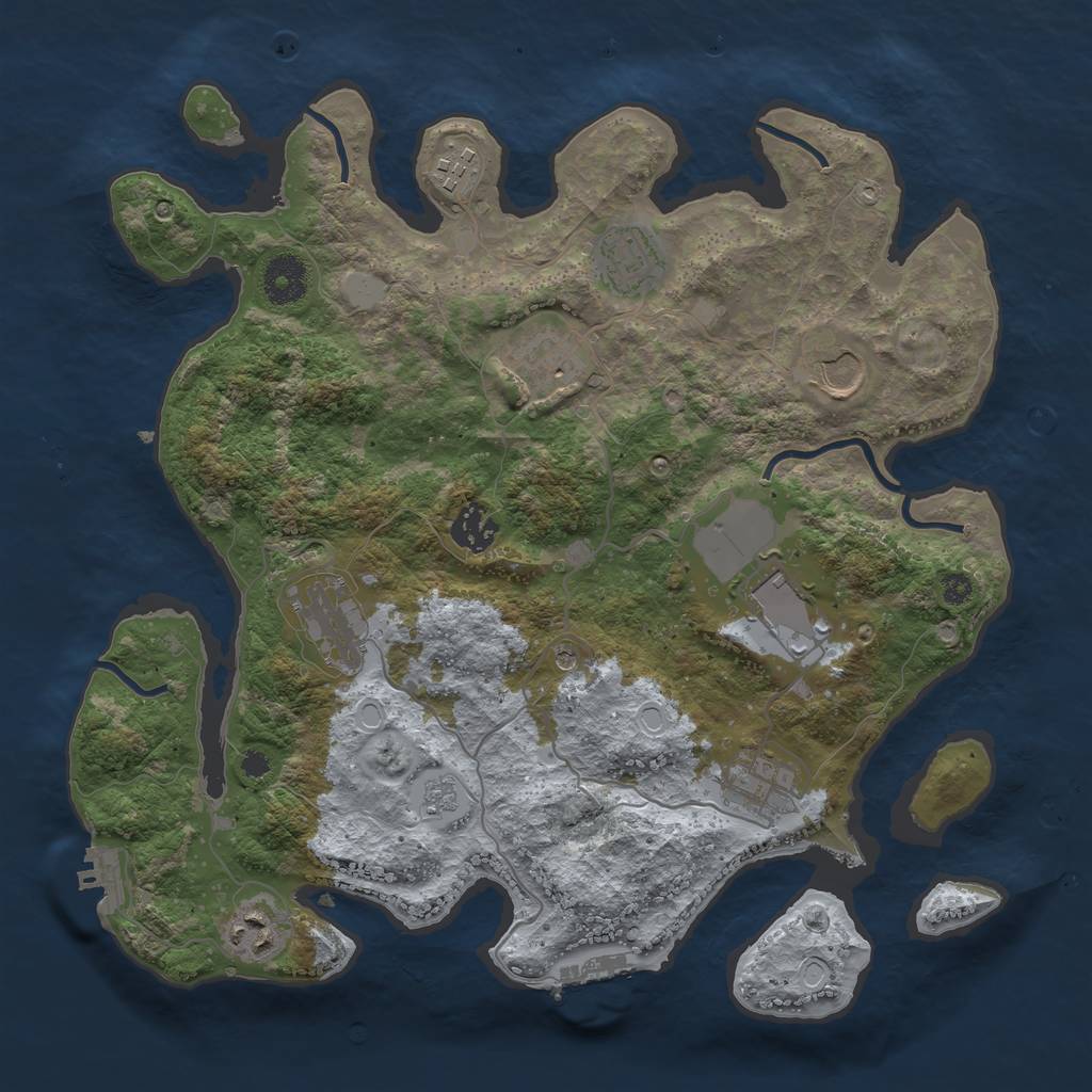 Rust Map: Procedural Map, Size: 3500, Seed: 2572106, 18 Monuments