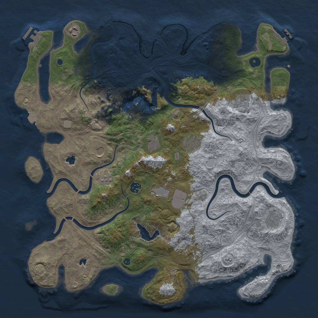 Rust Map: Procedural Map, Size: 4500, Seed: 24524880, 16 Monuments